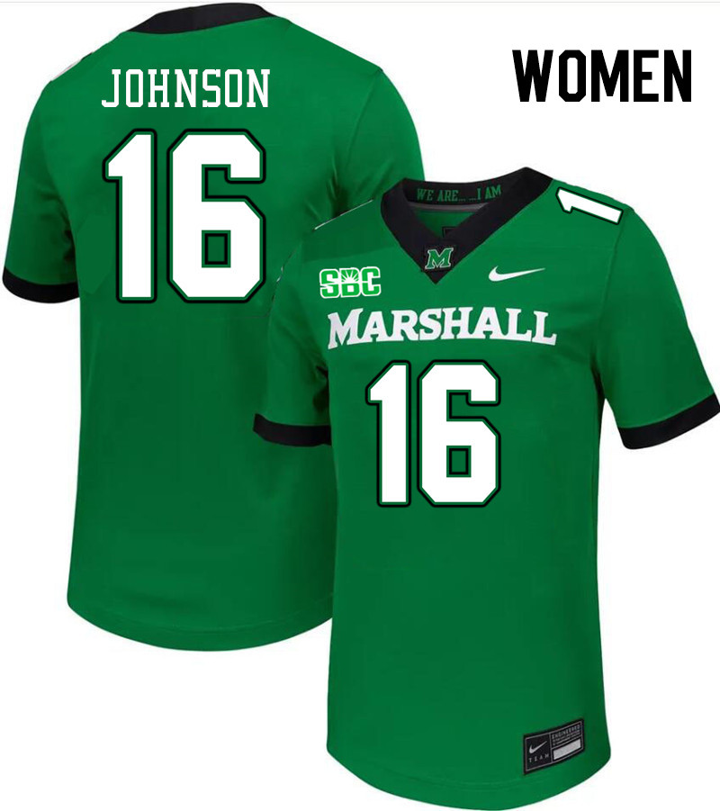 Women #16 Isaiah Johnson Marshall Thundering Herd SBC Conference College Football Jerseys Stitched-G